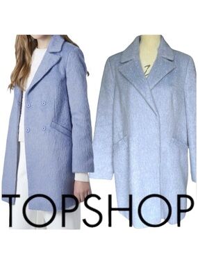 Topshop Periwinkle Blue Fluffy Wool Blend Swing Coat (12)